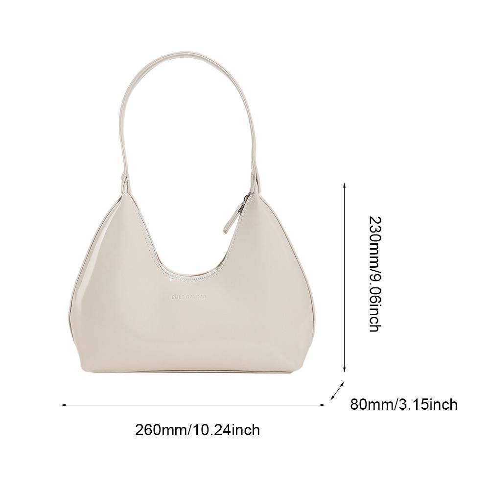 Women Tote Bag Fashion Underarm Pouch Shoulder Bags Patent Leather Tote Bag Retro Casual Satchel Hobo Bag Pure Color Armpit Bag