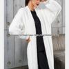 V-Neck Tie-up Waist Plush Cardigan - European & American 2026 Autumn/Winter Collection