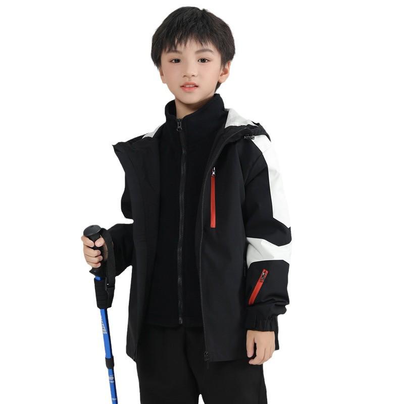 Kinder 2024 3-in-1 Winddichte Wasserdichte Jacke: Jungen- & Mädchen- Abnehmbare Herbst/Winter-Oberbekleidung