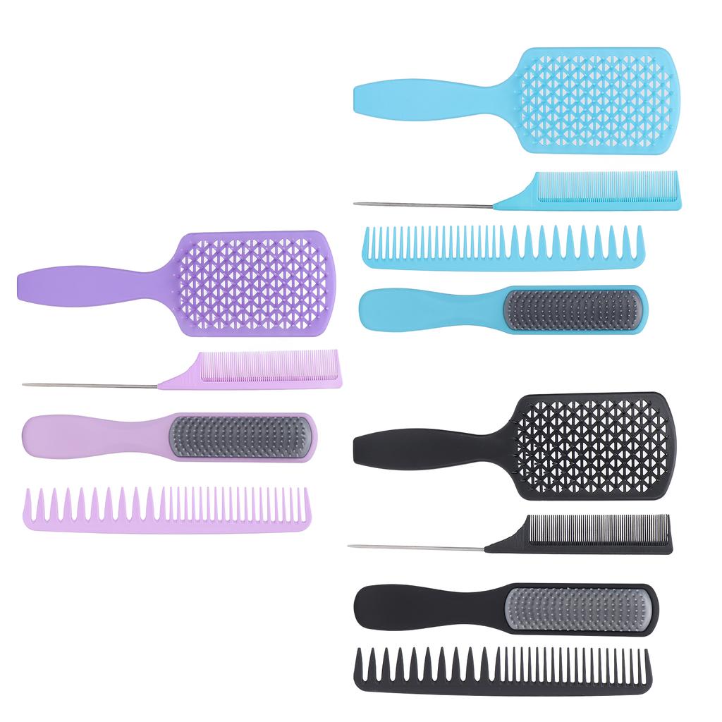 4pcs Hair Brush Set Hollow Comb Tail Comb Fine Wide Teeth Scalp Massage Hair Styling Comb Set