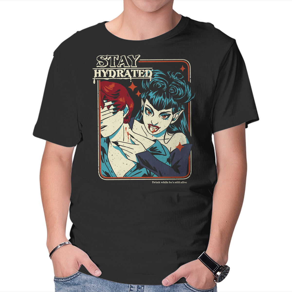 Unisex Crew Neck T-Shirt Stay Hydrated Graphic Short Sleeve Casual Tee XS