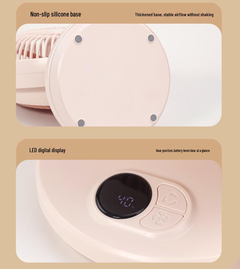 USB Rechargeable LED Desk Fan with Oscillation - Perfect for Dorms & Offices