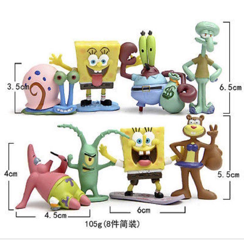 Spongebob Squarepants Patrick Star Squidward Pvc Figure Toy Set For Children 8pcs/lot