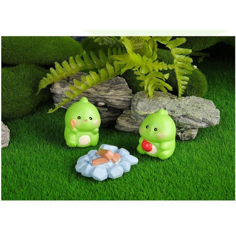 9Pcs/set Cartoon Mini Dinosaurs Animal Miniatures Resin Ornaments Micro Landscape Fairy Garden Dollhouse Decoration