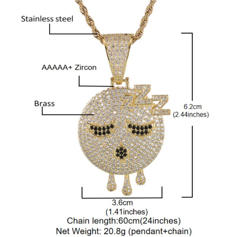 European and American Hip-hop Style Dozing Expression Pendant with Copper Inlaid Zircon Craftsmanship, A Small Elf Demon Men's Necklace