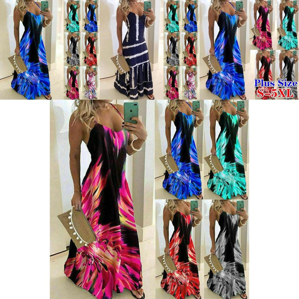 Elegant Women's Summer Strappy Floral Boho Kaftan Dress Perfect For Beach Days