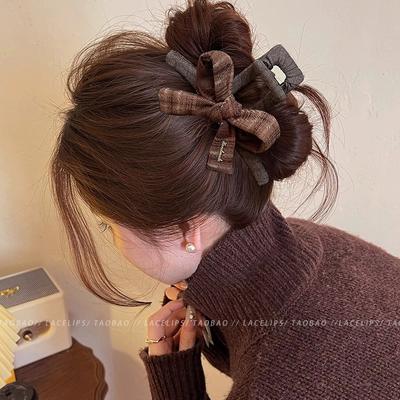 Pince crabe à nœud écossais pour femmes, nouvelle grande pince à cheveux disque, pince requin pour l'arrière de la tête, épingle à cheveux