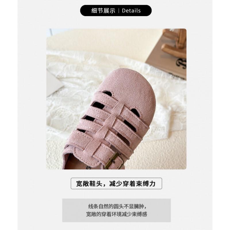Kids Open-Toe Slip-On Sandals Boys Girls TPR Sole Breathable PU Upper Non-Slip Casual Footwear