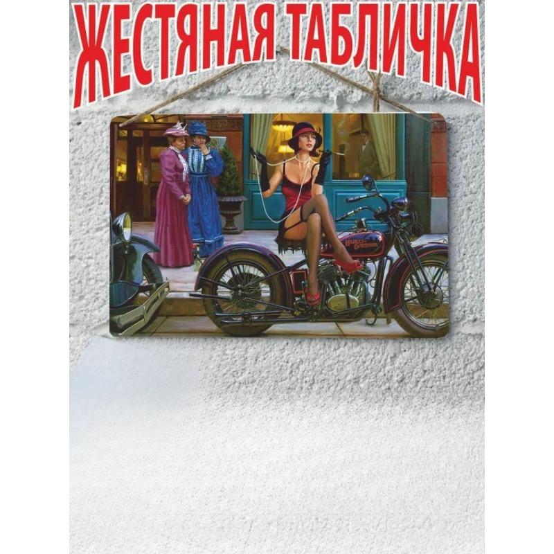 Motorcycle Metal Wall Art 20x30cm, Vintage Bike Decor Plaque