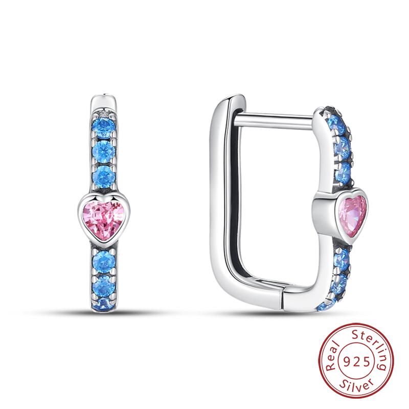 Original 925 Sterling Silver Inlaid Sparkling Zircon Rainbow Earrings For Women Fashion Birthday Party Jewelry Gifts