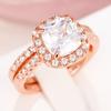 Huitan 2Pcs/Set Ring for Women Wedding Engagement Charming Finger Accessories Inlaid Shining CZ Elegant Party  Jewelry