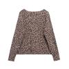 Women's Leopard Print Round Neck Long Sleeve Knit Sweater - European & American Style 2025 New Collection
