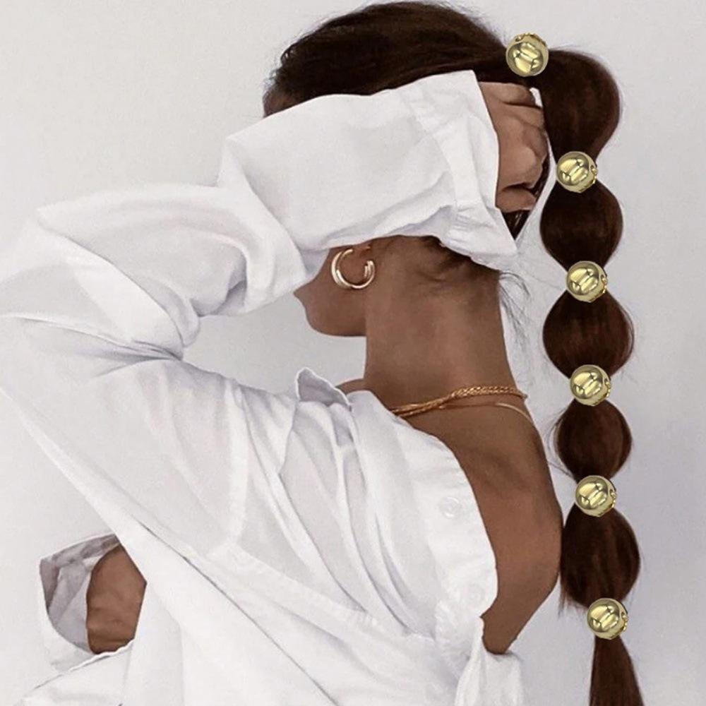 1PCS Gold and Silver Spherical Elastic Hair Rope High-end Sweet Cool Hair Ring Does Not Hurt The Hair Ball Low Ponytail Hair Rope Hair Accessories