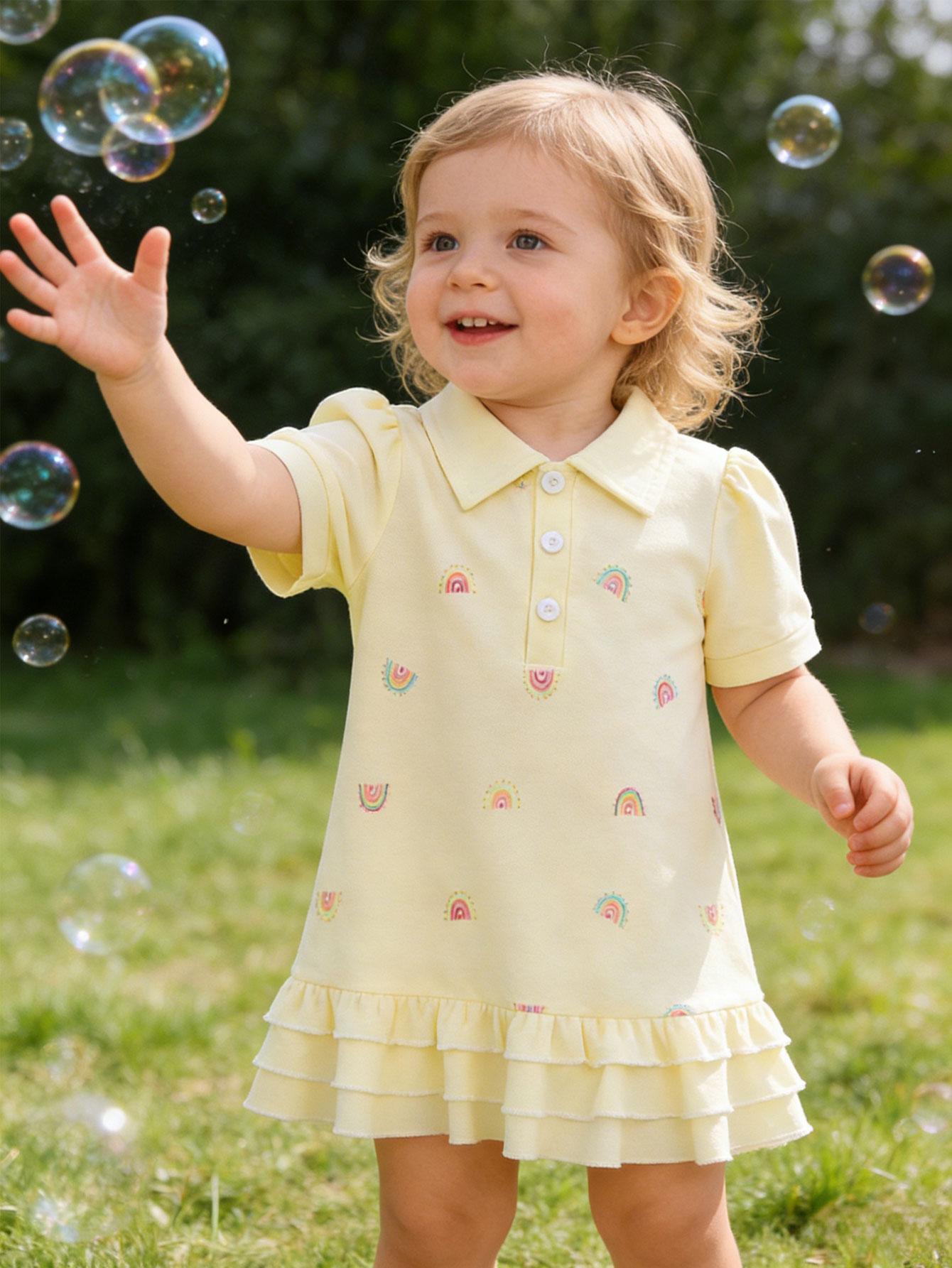 

Baby Girls Summer Easter Dress, Casual Short Sleeve A-Line Swing Toddler Kids Dresses for Daily Wear Size 6M–3 Years 2-3Y жовтий