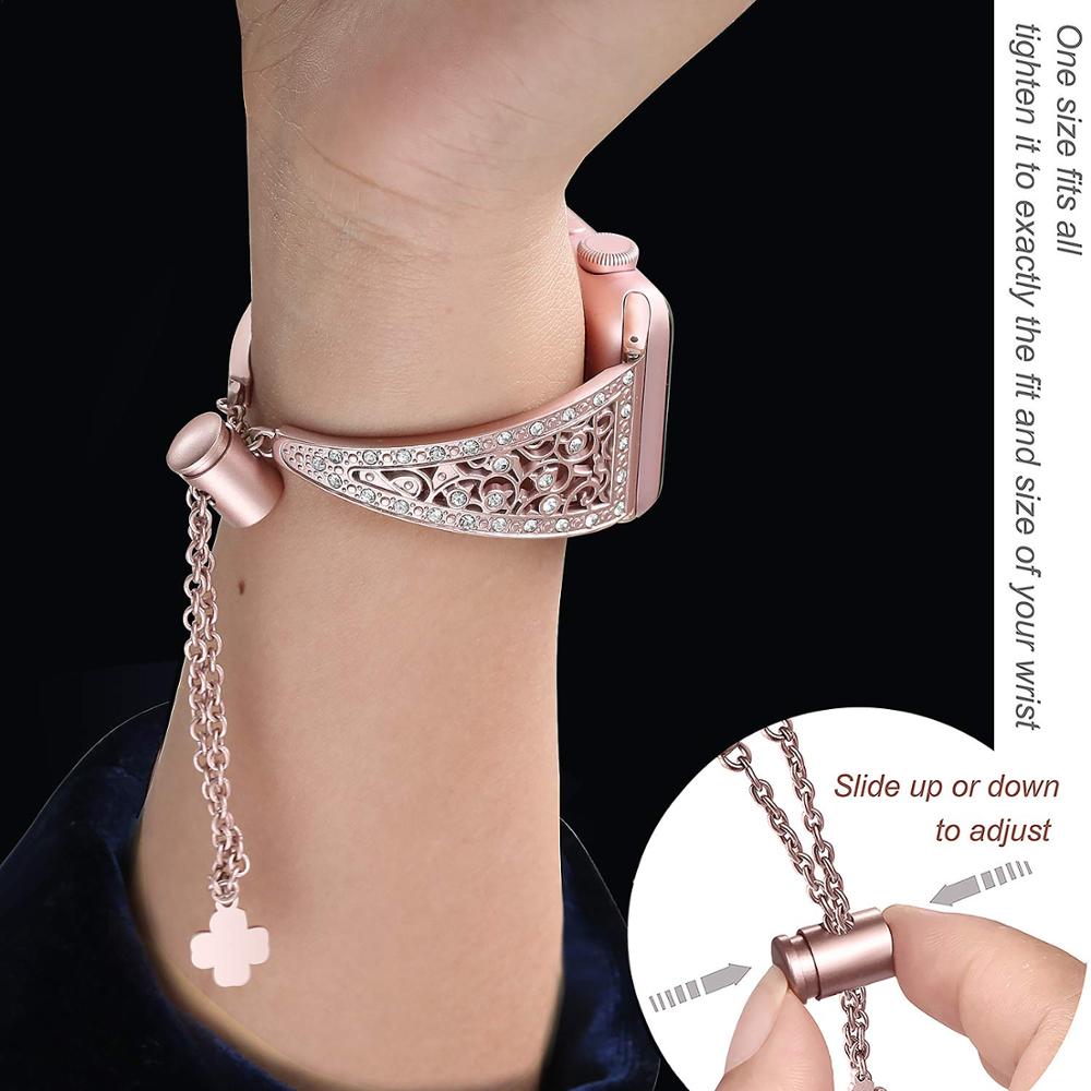 Flower Diamond Band Apple Series 8 7 6 SE 5/4/3 Bracelet Women Luxury Metal Strap For iWatch 38/42mm 40/44mm 49mm 45mm 41mm