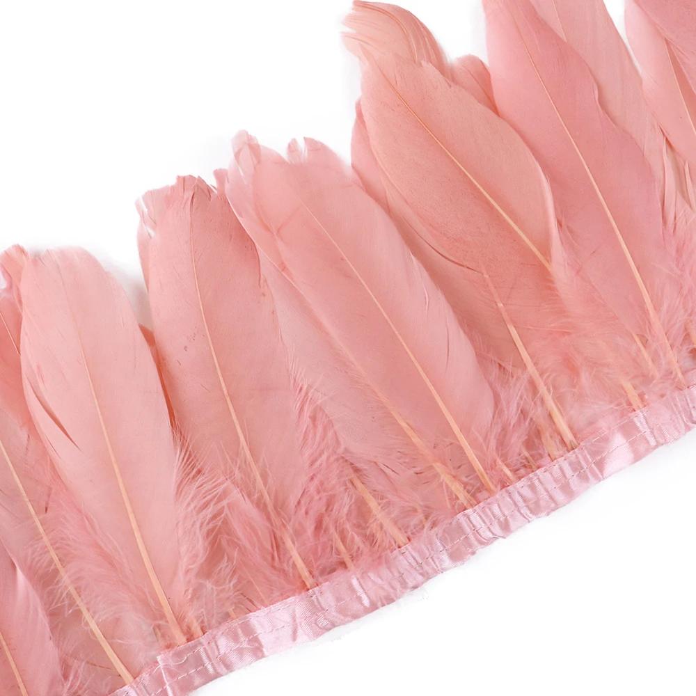 1 Meter Rosa Gänsefedern Besatz 15-20 cm Für Hochzeitskleid Dekoration Nähhandwerk Federlampenmaterial Federband