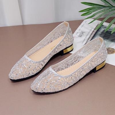 Bling Slip-on Babetler Sivri Burun Sığ Kadın Ayakkabıları Satışta 2025 Yüksek Kalite File Özlü Babetler Sapatos Baixos Femininos