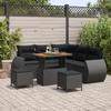 8-piece Garden Sofa with Black Acacia Poly Rattan Cushions, 3-piece Garden Dining Set 3361874