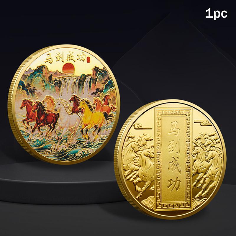 1Pc 40Mm Year Of The Horse Chinese Coins Lucky Animal Horse Commemorative Coins Metal Collection 2026 New Year Souvenir Gift