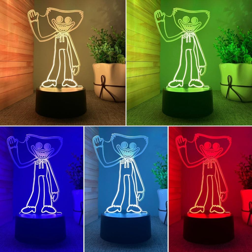 Playtime 3d Poppy Led 7 Colours Huggy Wuggy Night Light Model Birthday Decor