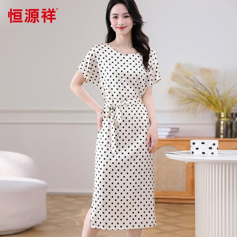 Hengyuanxiang Elegant Mulberry Silk Blend Long Dress M