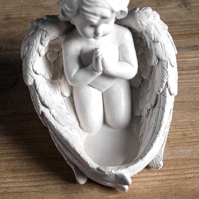 Nordic Vintage Fairy Angel Resin Candle Stand with Storage Bowl Handmade Stylish Decor for Living Spaces Weddings Hotels