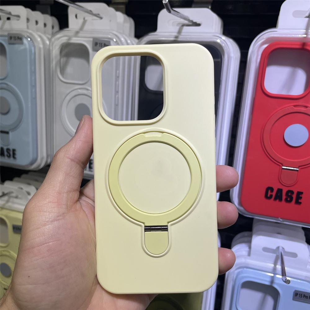 Compatible with Apple IPhone 15 Pro Max, Magnetic Stand, Liquid Silicone Phone Case, IPhone 17 with Support Point Protective Case