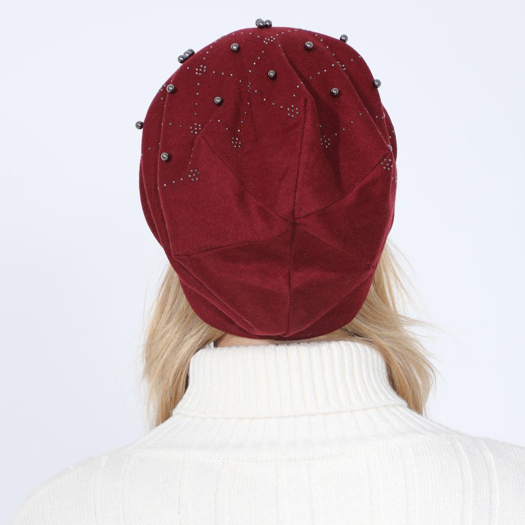 Neue frauen doppelschicht heißer diamant perlen pullover kappe herbst und winter mode alle-spiel warme mütze