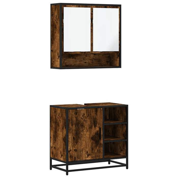 VidaXL Ensemble De Meubles De Salle De Bain 2 Pcs Chêne Fumé, Armoire De Rangement, Armoire De Bain, Meuble De Toilette 3300937