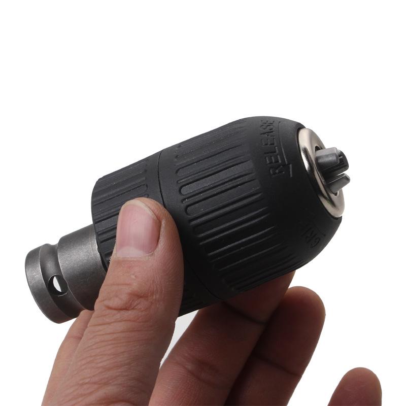 Electric Drill Hand-Tight Chuck Adapter: 1/2" Converter for Electric Wrenches, 2-13mm Capacity, Three-Jaw Design.