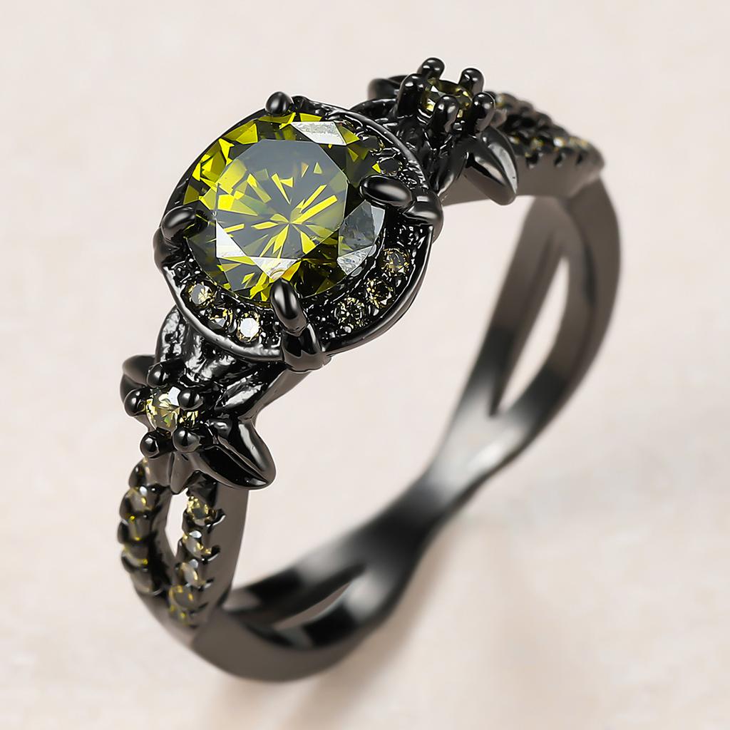 Dark Black Gold Set with Diamonds Full Set with Diamond Rings Ring Set with Rings