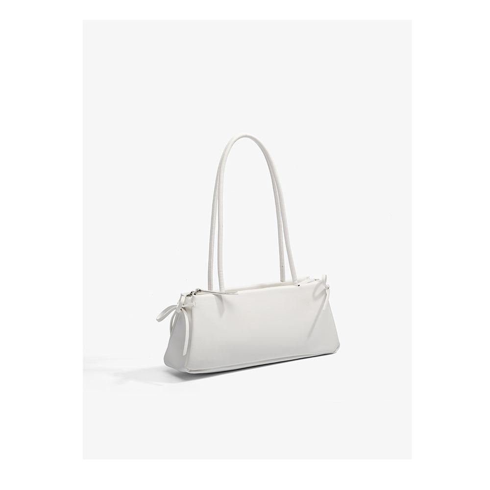 

Women PU Simple Shoulder Purse Large Capacity Elegant Underarm Bag Zipper Closure Slouchy Carrying Bag with Lace Chic Hobo Bag білий