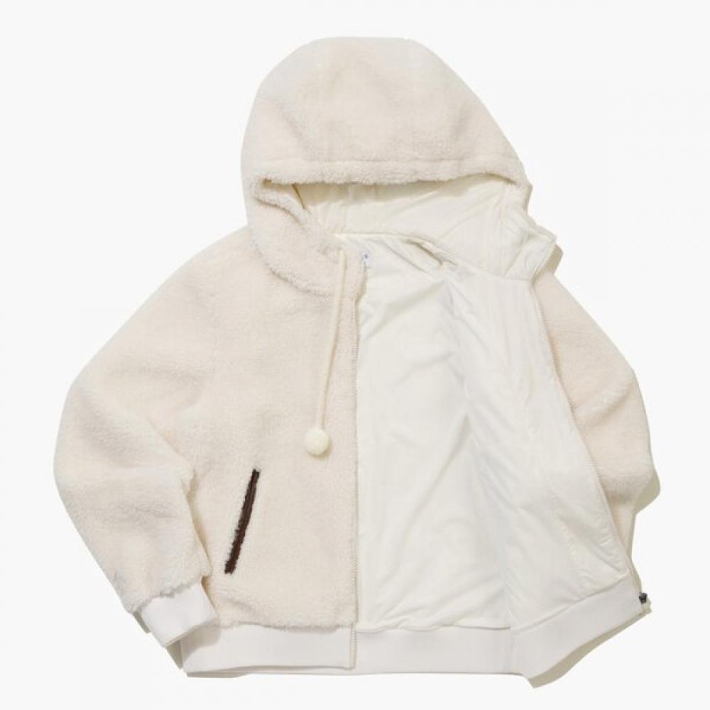 Munsingwear Women Fleece Hooded Zip Up Jumper Ivory Mr422pjpo3