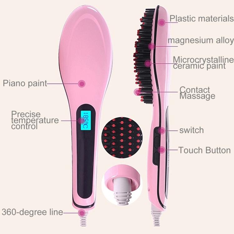 Handheld Innovative Hair Straightener Comb with LCD Temperature Display, EU Plug