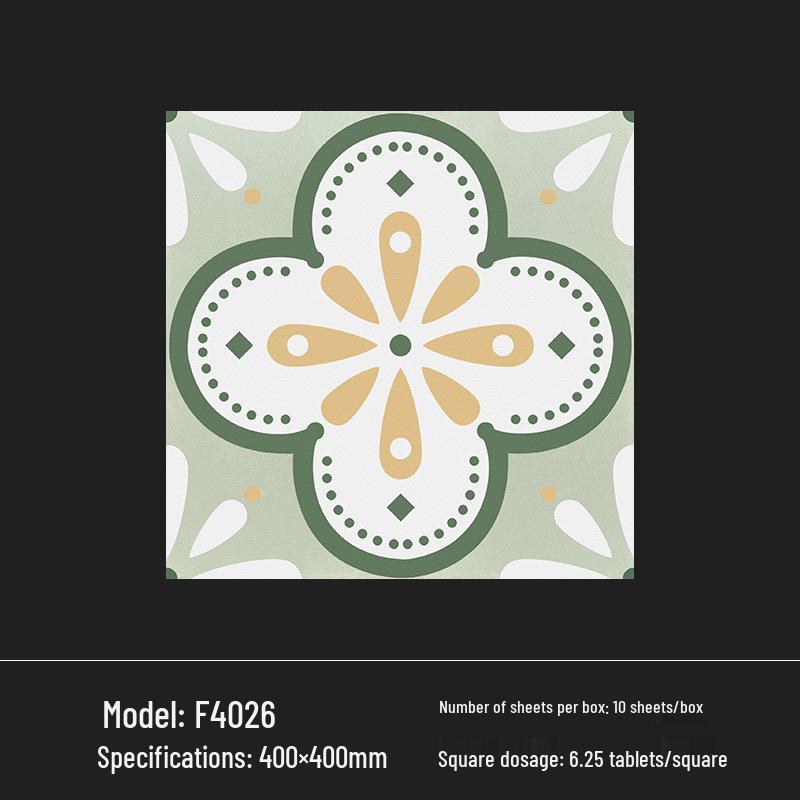 400x400 Zelená francouzská retro dlaždice s malým květinovým vzorem pro kuchyň, koupelnu, balkon a podlahu