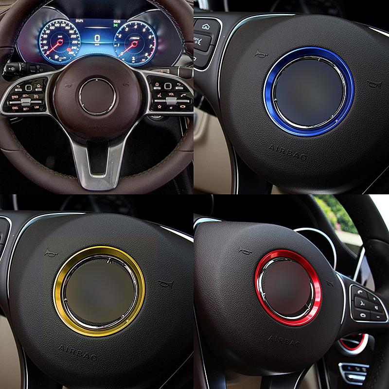 1Pcs Car Steering Wheel Center Decoration Rings Cover Stickers Accessories For Mercedes Benz GLE CLA GLA W213 W246 W205 C117