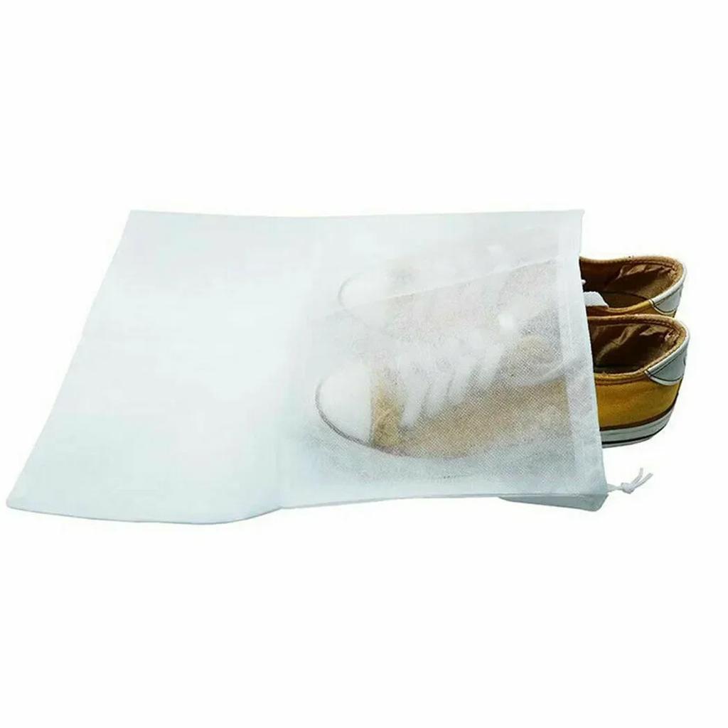 20Pcs/Set Protable Shoe Dust Covers Non-Woven Dustproof Drawstring Clear Storage Bag Travel Pouch Shoe Bags Drying Shoes Protect