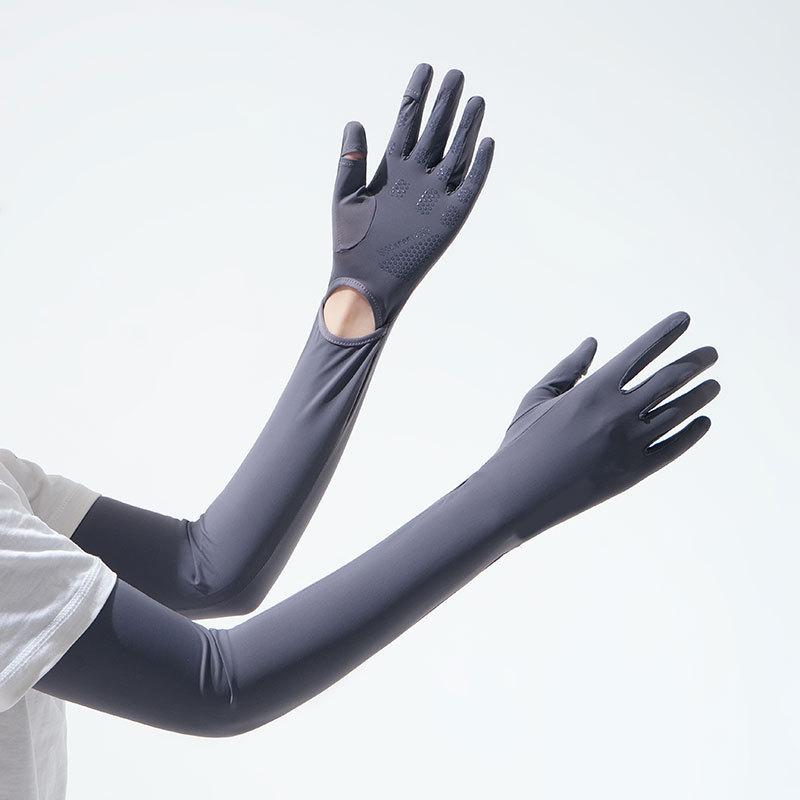 Sun Protection Gloves Women's Long Ice Silk Sleeve Cover Summer Outdoor Cycling Driving Anti-UV Touchscreen Finger cover Sleeves