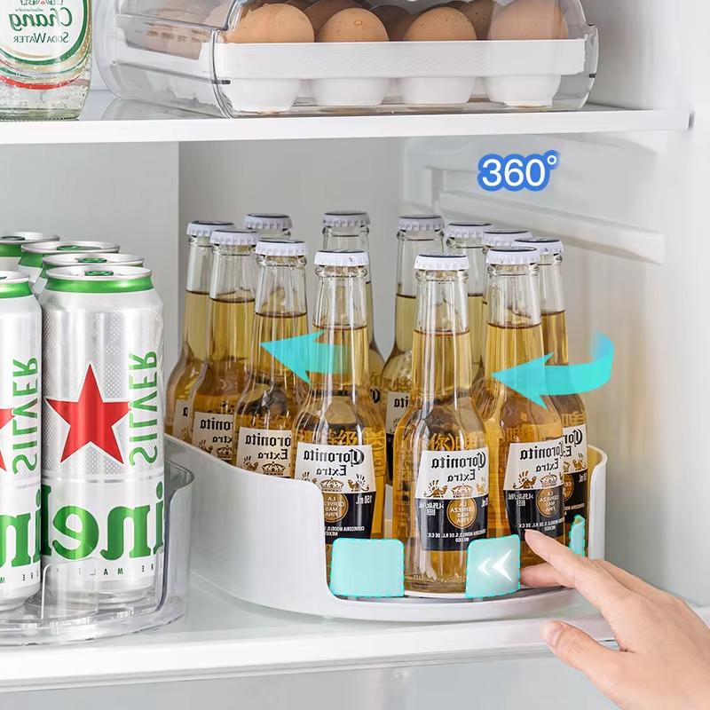 1pc Refrigerator Rotation Storage Rack Kitchen Drinks Seasoning Storage Shelf Refrigerator Rotating Tray Kitchens accessories