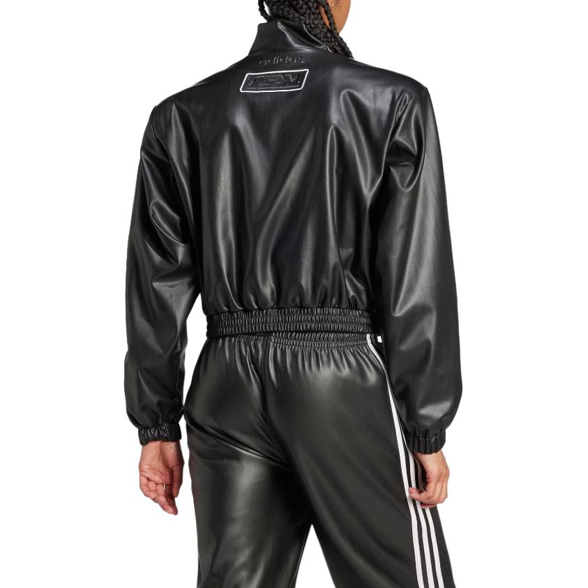 Adidas Originals Adilenium Jachetă cu Fermoar cu Mâneci Lungi și Guler Înalt cu Imprimeu Litere cu Dungi Femei Jachetă Negru JM9287