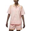 Jordan Letter Print Cuban Collar Short Sleeve Shirt Women Shirts Light-Pink DZ3341-610