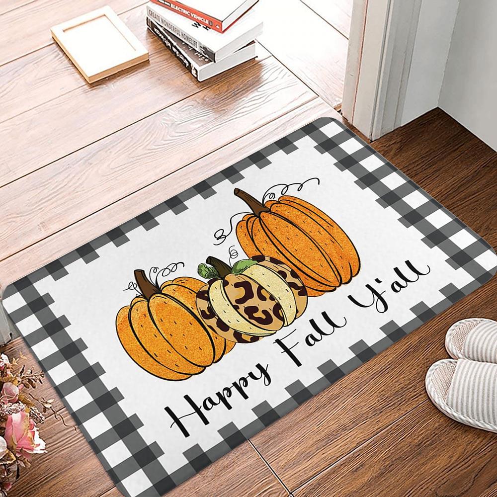 Hello Pumpkin Printed Fall Kitchen Carpet Living Room Dining Room Laundry Floor Mat Bath Balcony Hallway Non-Slip Door Mat
