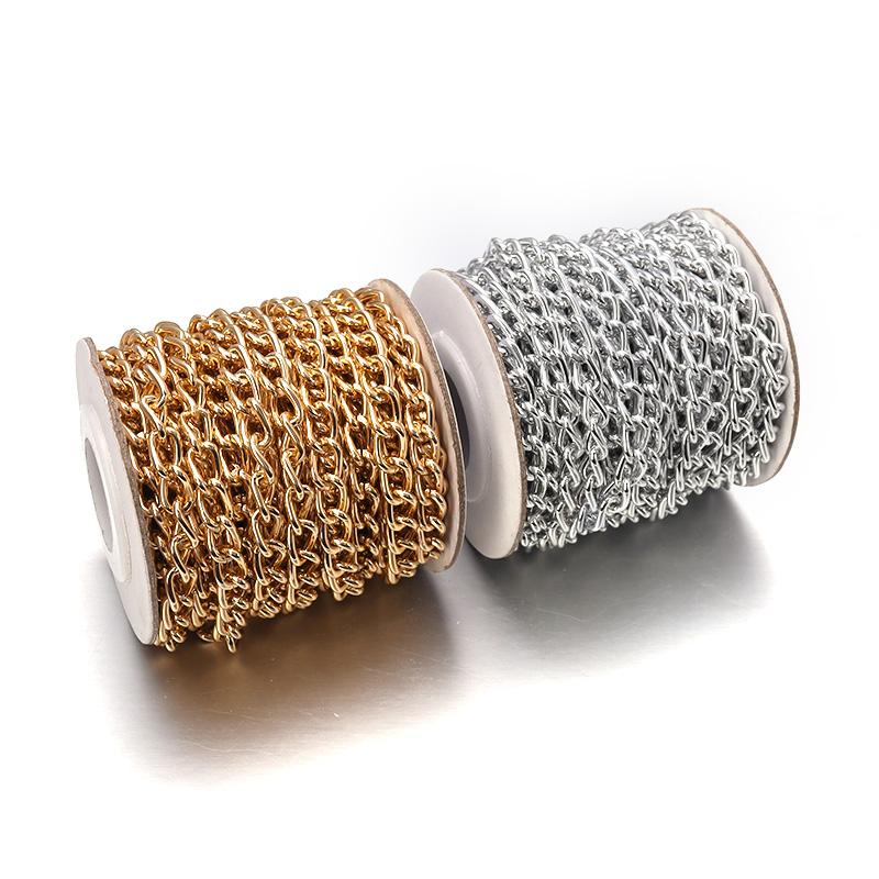 5 Yards/Roll Golden Silver Color Aluminium Twist Chains O-Shaped Chain for DIY Bracelet Necklace Jewelry Making Bag Accessories