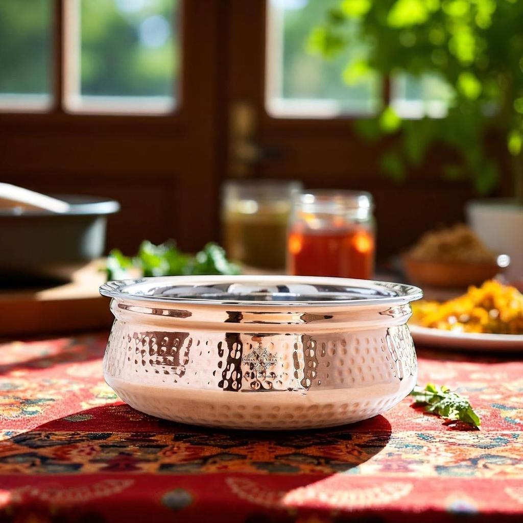 Steel Copper Serving Handi Bowl, Serveware & Tableware, Home Restaurant, Volume-1350 ML, Pack of 6