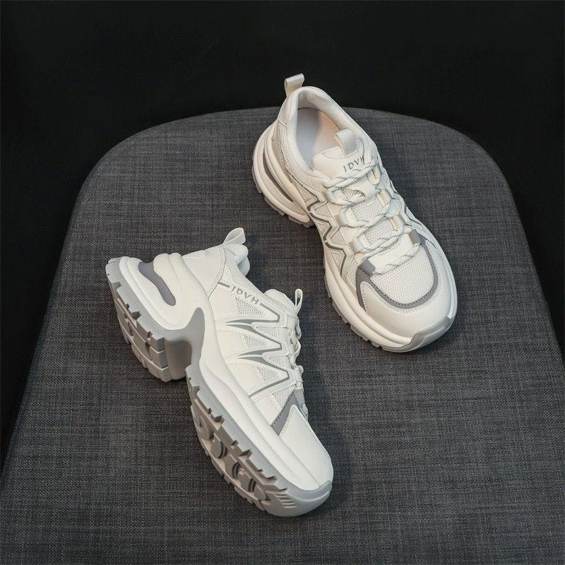 White Sneakers Women's 2025 Summer New Mesh Breathable Heightening Little White Shoes Muffin Thick-soled Casual Dad Shoes
