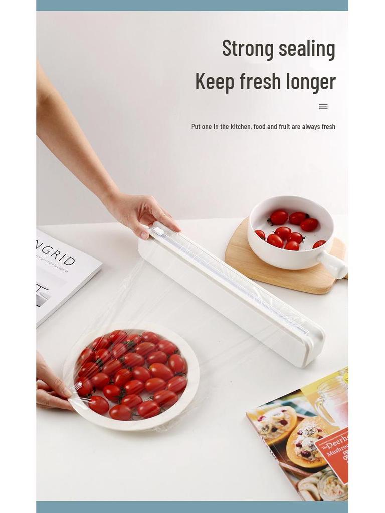 Adjustable Suction Cup Cling Film Cutter & Storage Divider for Kitchen