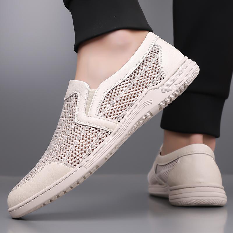 Summer Men's Lightweight Slip On Loafers Male Mesh Casual Shoes Breathable Walking Shoes For Men Soft Sole Sneakers
