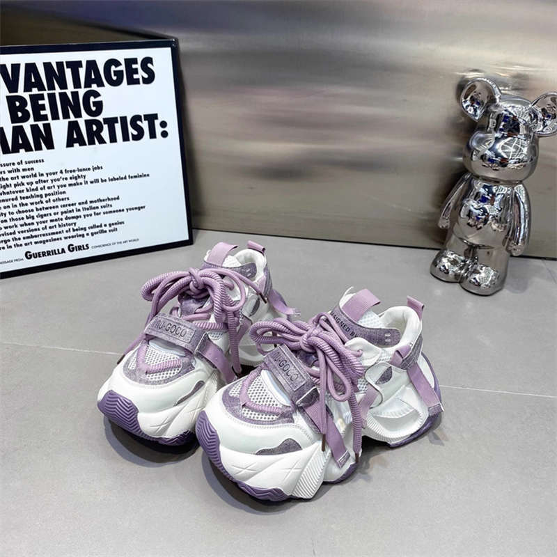 

Фиолетовые кроссовки на толстой подошве с внутренней платформой, увеличивающие рост, женская обувь, осень, новые, сетчатые, дышащие, универсальные спортивные туфли для женщин 39 фиолетовый