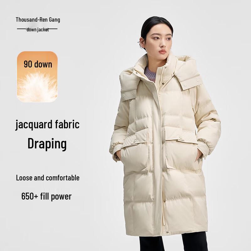 Qianrengang Women's Hooded Mid-length Down Jacket Y308119Y