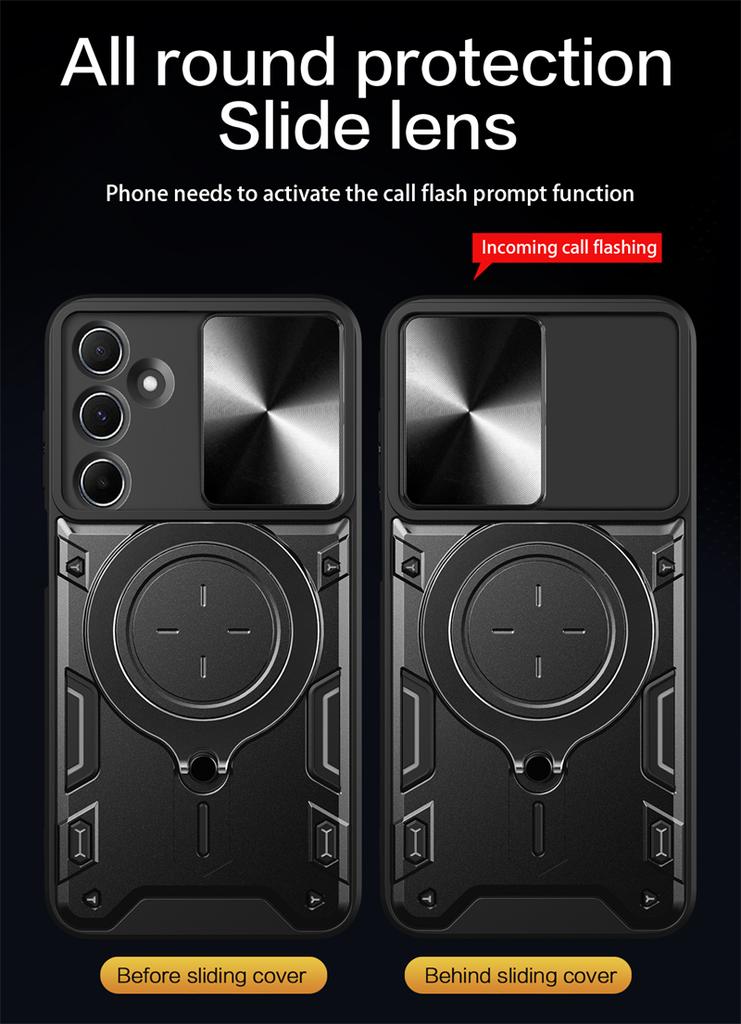 For Ssmsung Galaxy M15 M35 M55 5G Case Slide Lens Protect Armor Phone Case For Samsung M 15 35 55 Magnetic Ring Stand Back Cover